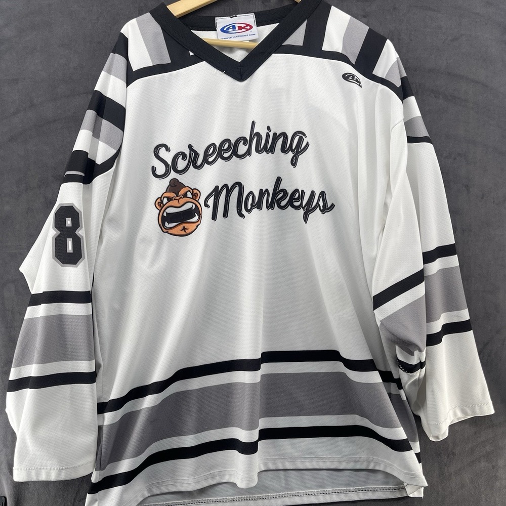 Rare Vintage Athletic Knit Screeching Monkeys Hockey Jersey #8 XL Tall